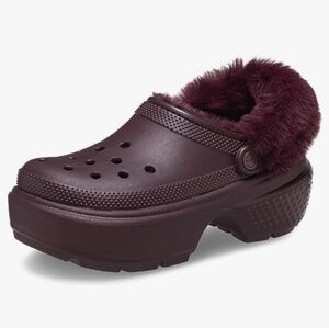Crocs Classic Lined Stomp Clog Womens Size‎ 9 Dark Cherry Platform